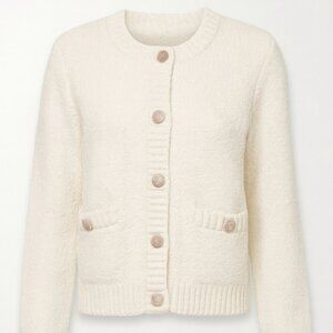 Cream Bouclé Button-Up Cardigan